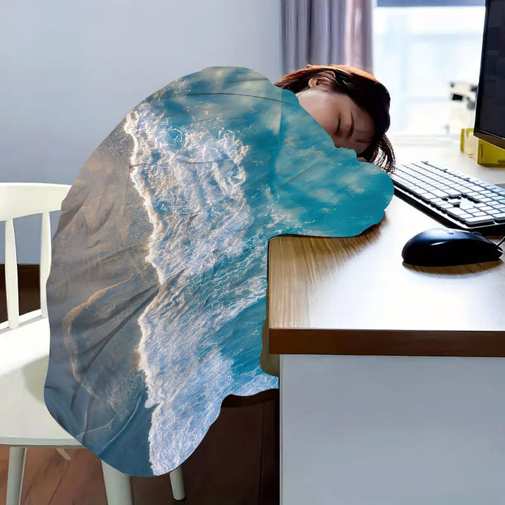 Coastal Wave Print Fleece Throw Blanket