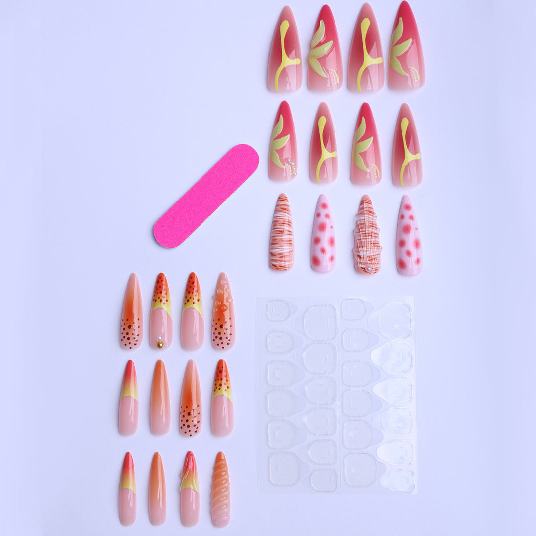 Exquisite Artificial Nails with Floral Accents Bowlift