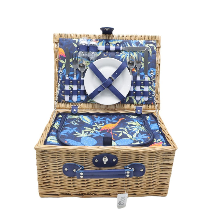 Ladies picnic basket with integrated dish set and insulated cooler bag Bowlift