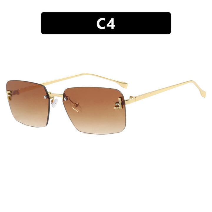 Ladies square sunglasses with elegant golden frame and stylish lenses Bowlift
