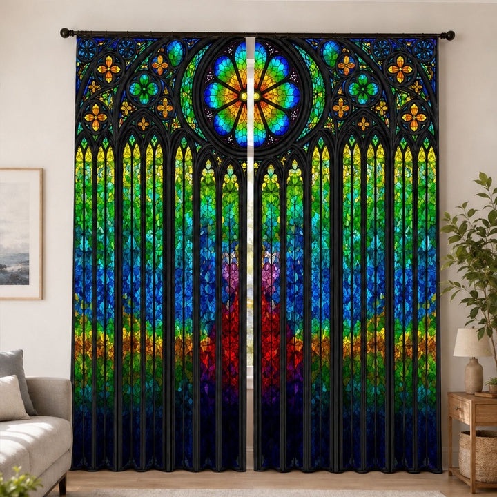 Stained Glass Inspired Decorative Window Curtains