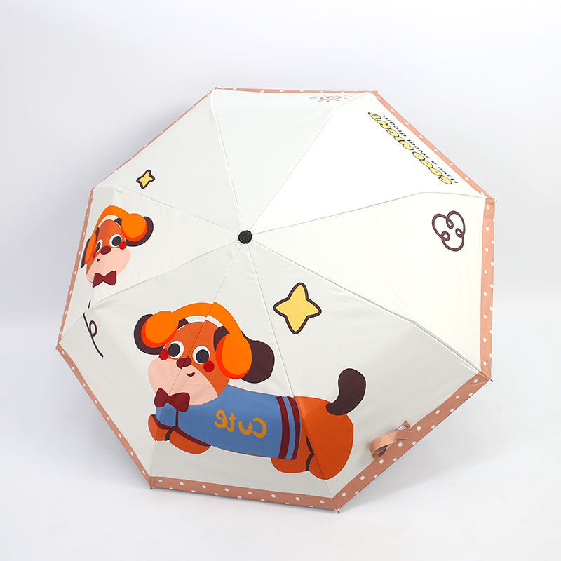 Women's Folding Umbrella with Cute Animal Design Bowlift