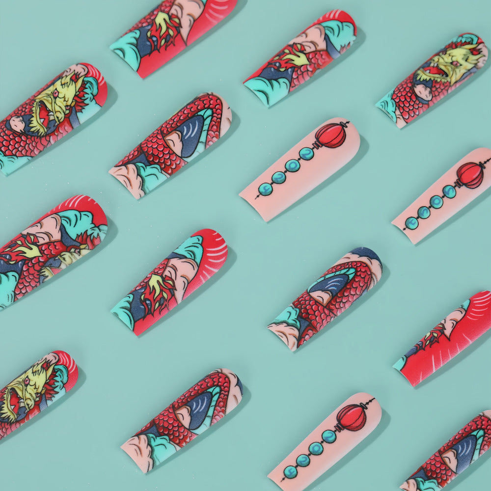 Creative artificial nails in Asian dragon design Bowlift