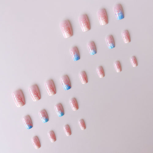 Artificial Nail Set with Maritime Coral Motif Bowlift