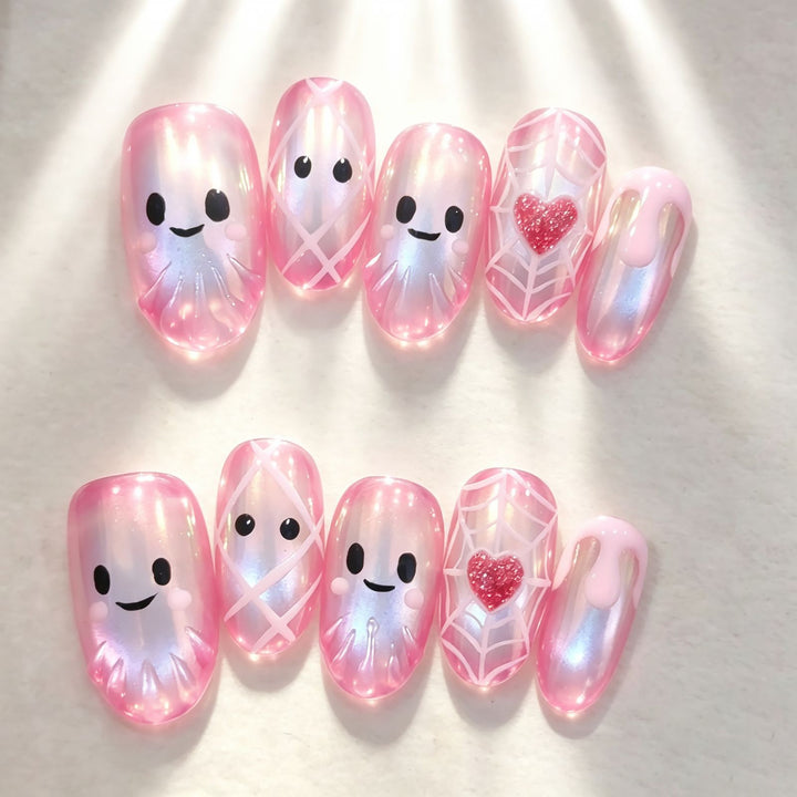 Whimsical Character Press-On Nail Art Set Bowlift
