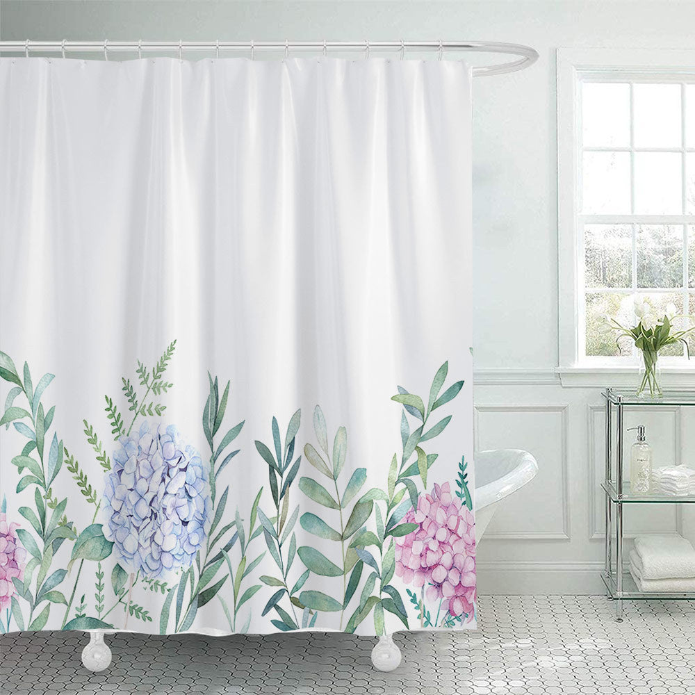 Botanical Leaf Pattern Shower Curtain Bowlift