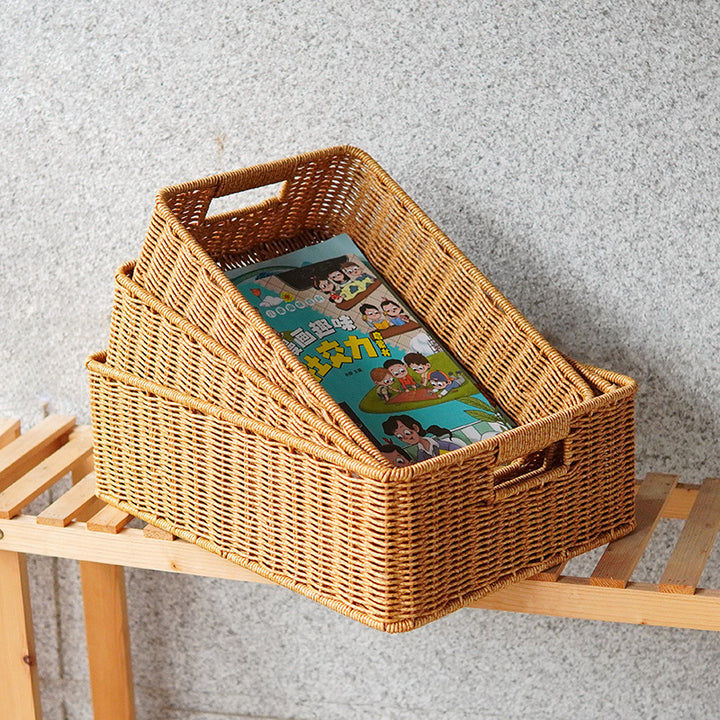 Women's Rectangular Storage Basket Made of Natural Wicker Bowlift