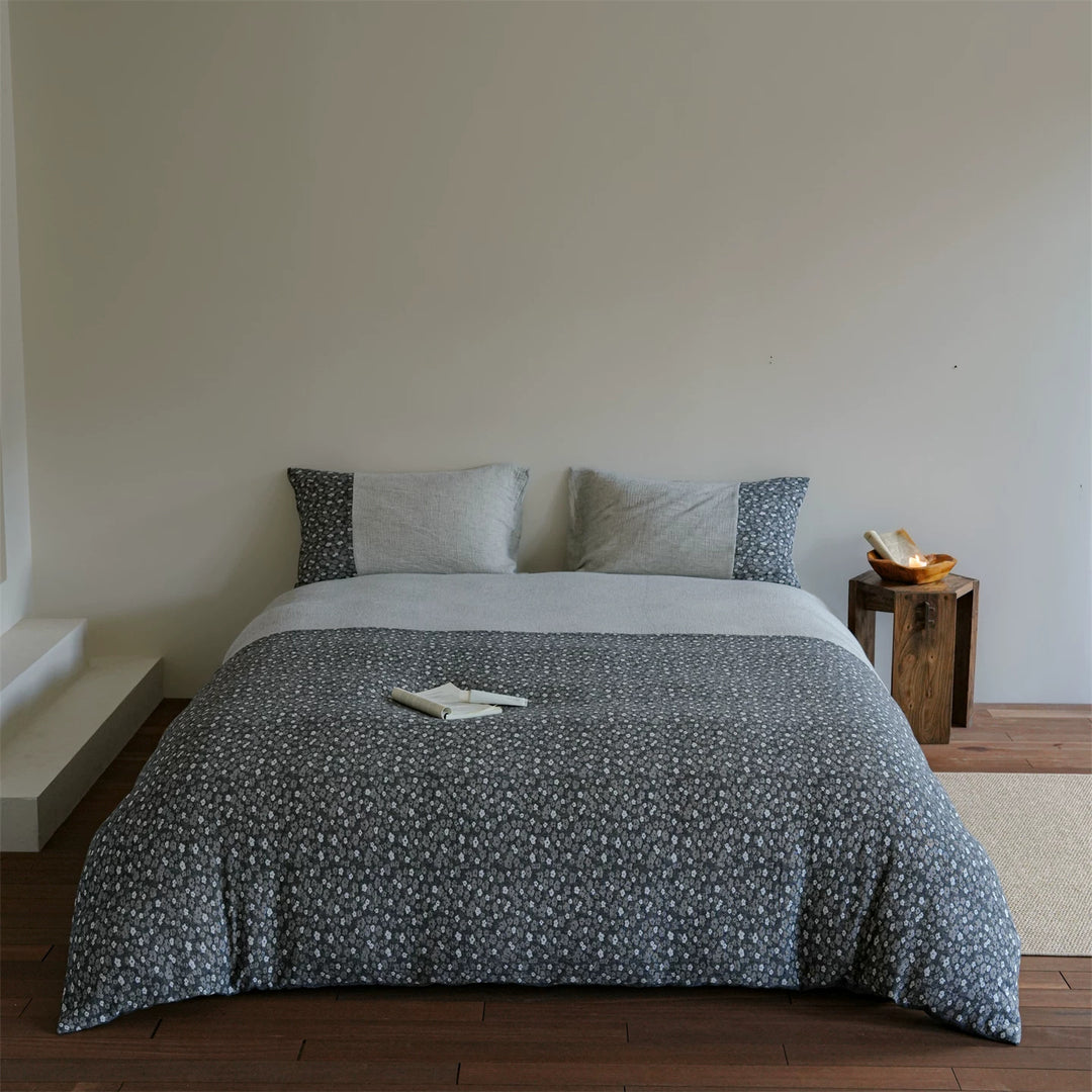 Reversible Floral Quilted Duvet Cover Set