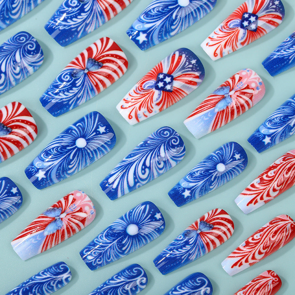 Creative acrylic nails with patriotic patterns Bowlift