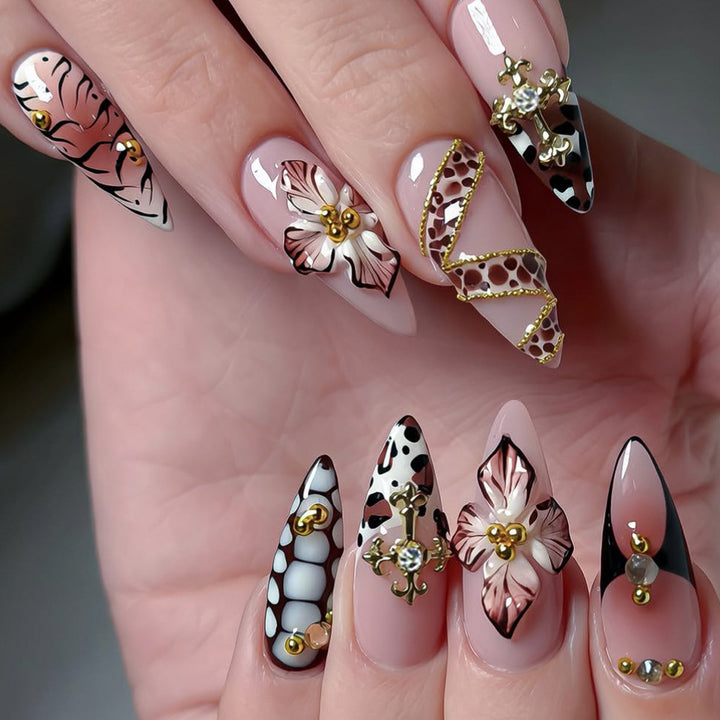 Decorative 3D Floral Acrylic Nail Art Bowlift