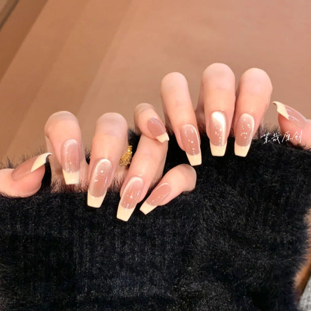 Glossy French Tip Press-On Nails Bowlift 1787395121