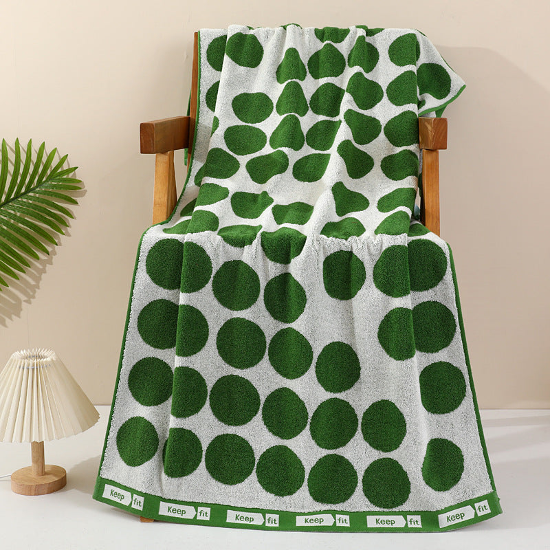Terry Bath Towel With Modern Dot Design Bowlift