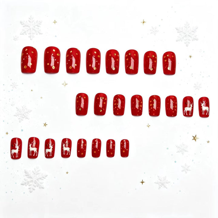 Creative artificial nails with festive reindeer design Bowlift