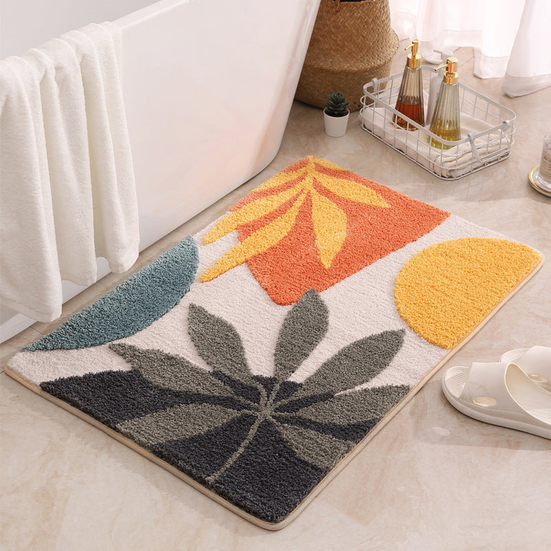 Abstract Leaf Pattern Bath Mat Bowlift