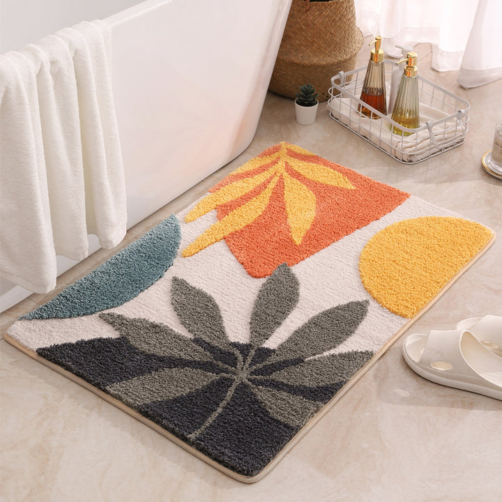 Abstract Leaf Pattern Bath Mat Bowlift
