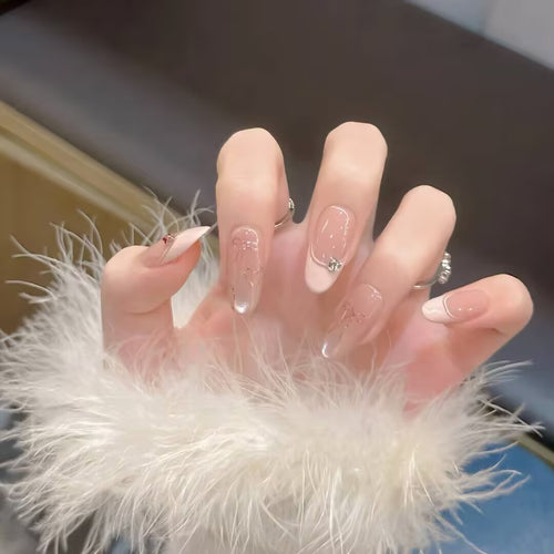 Elegant French Tip Press-On Nail Art Bowlift 1787316010