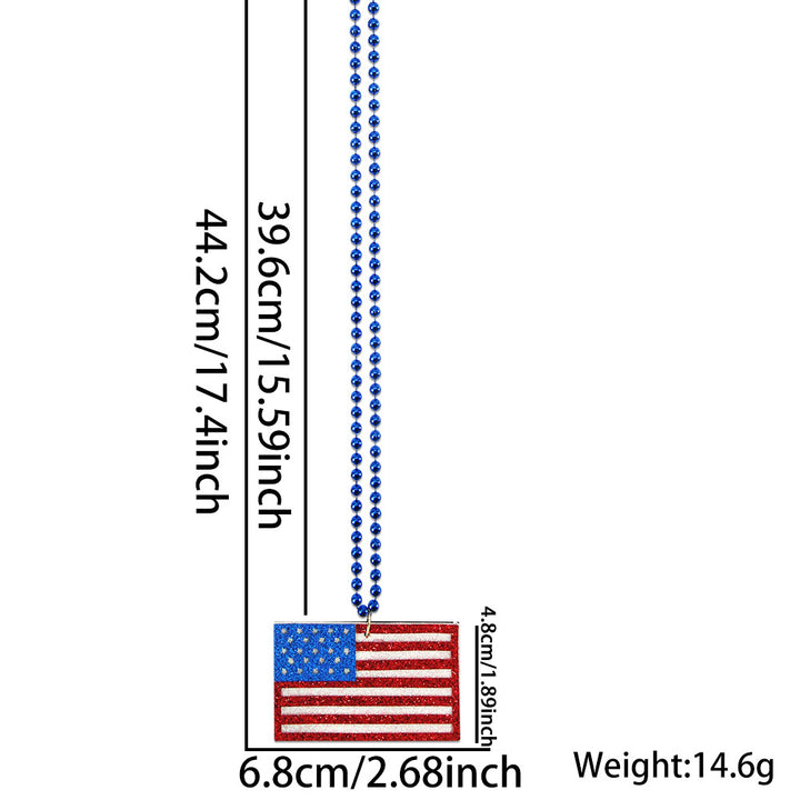 Women's nan glittered layered circular patriotic pendant necklace with beaded chain and star medallion Bowlift