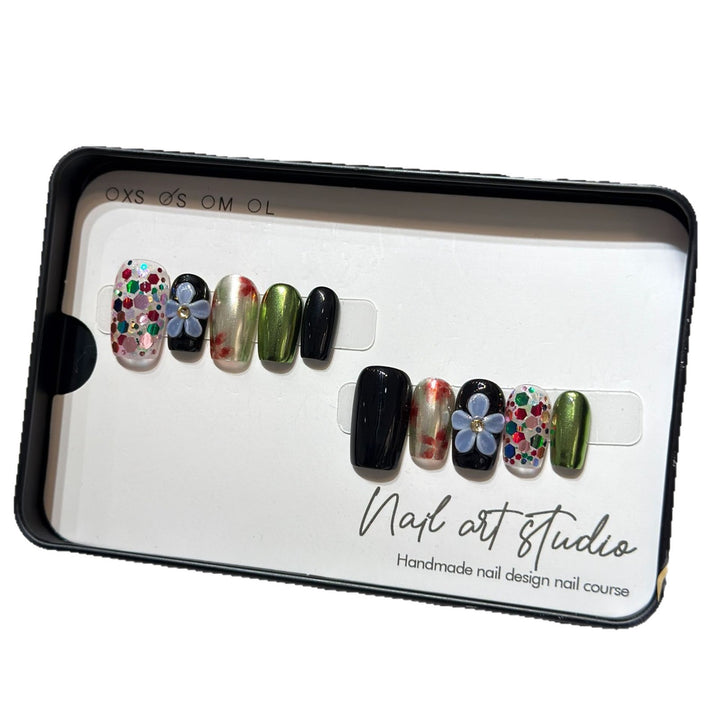 Artistic Floral-Inspired Press-On Nail Set Bowlift