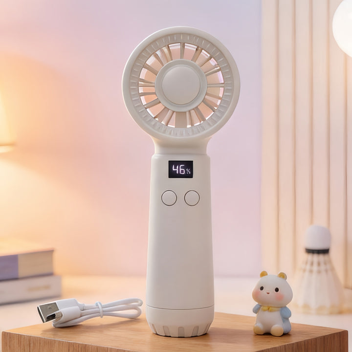 Women's Portable Hand Fan with Digital Display and USB Charging Function Bowlift