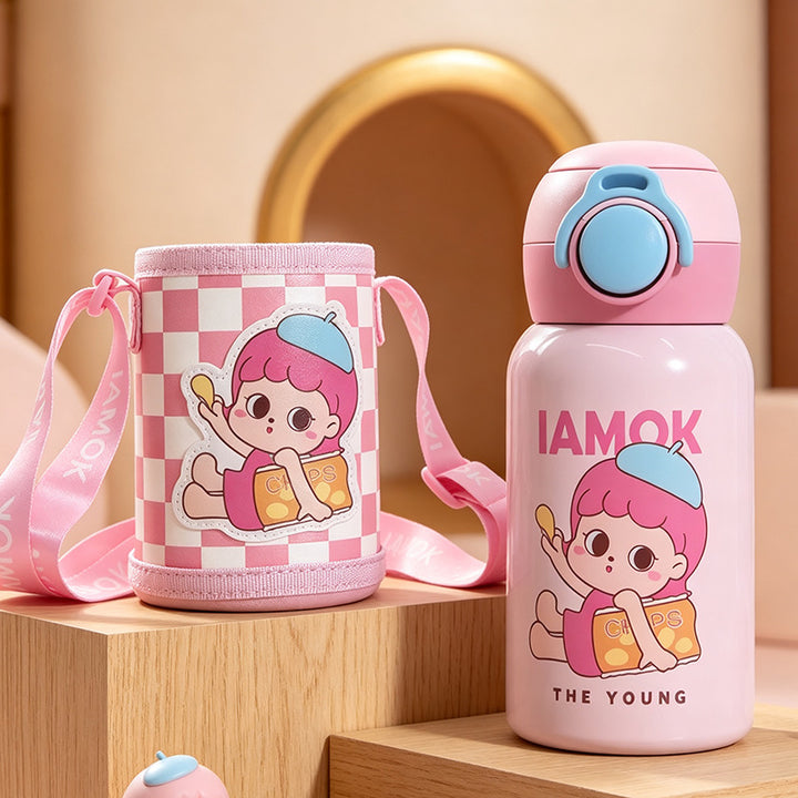 Insulated water bottle with practical carrying strap Bowlift