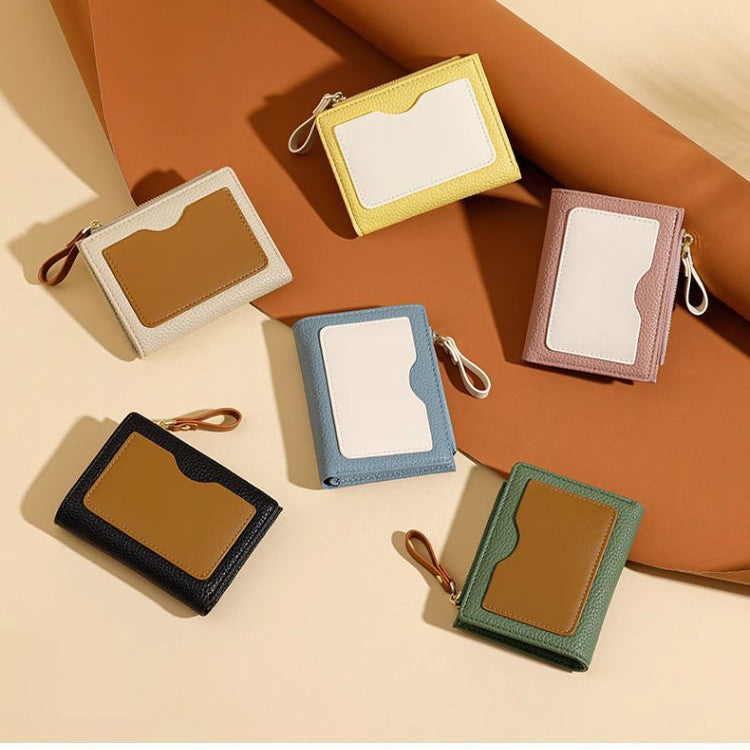 Textured  Leather Zippered Card Holder Bowlift