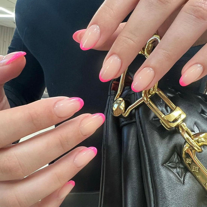 Artful Nail Extensions with Gradient and Accents Bowlift