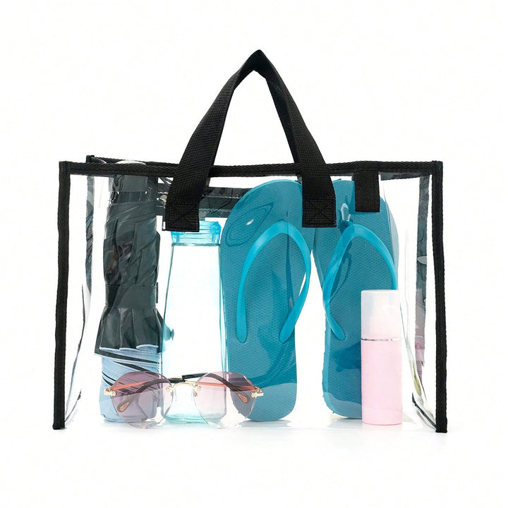Transparent beach bag with sturdy carrying handles and various compartments Bowlift