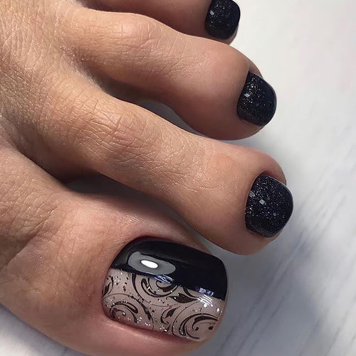 Elegant foot nail art with detailed design Bowlift