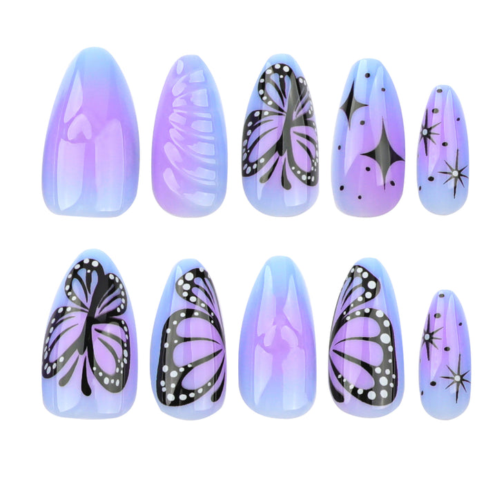 Artful stiletto nails with elegant butterfly design Bowlift