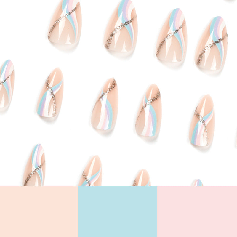 Artistic gel nails with modern gradients and rhinestone accents Bowlift