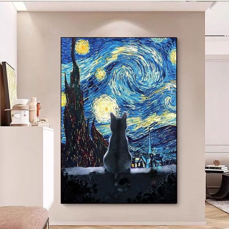 Artistic Cat-Themed Canvas Art