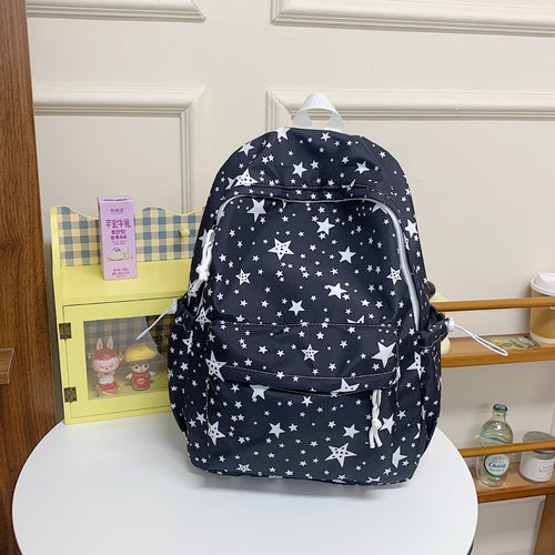 Starry Print Multi-Pocket Backpack Bowlift