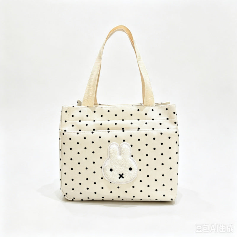 Canvas Shopper with Cute Bunny Applications Bowlift