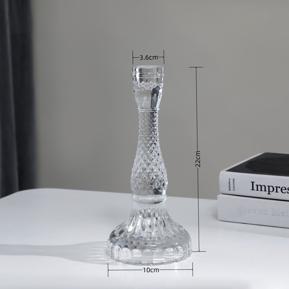 Tall Pressed Glass Decorative Candlestick Holder Bowlift