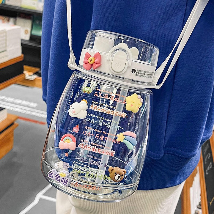 Ladies multifunctional hygiene drinking bottle with carrying strap Bowlift