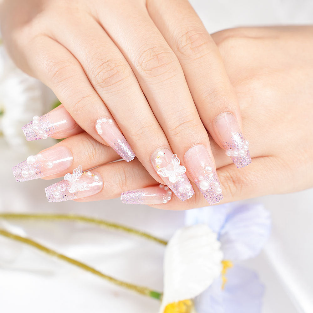 Decorative Nail Art Set with Butterfly Accents Bowlift