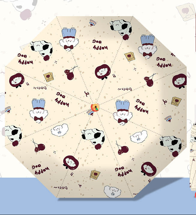 Ladies folding umbrella with playful animal motif Bowlift