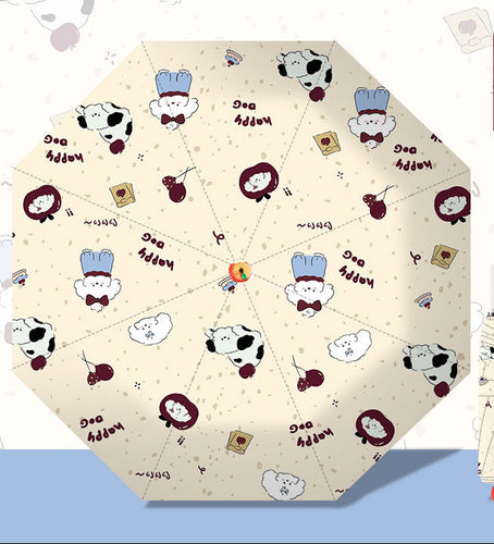 Ladies folding umbrella with playful animal motif Bowlift