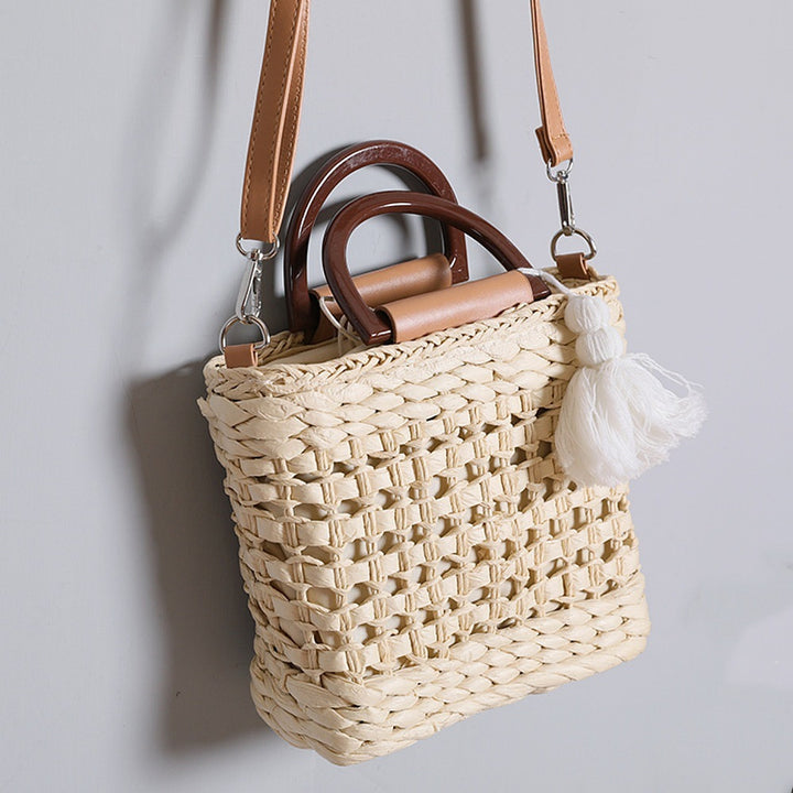 Handbag with Removable Shoulder Strap and Faux Leather Elements Bowlift