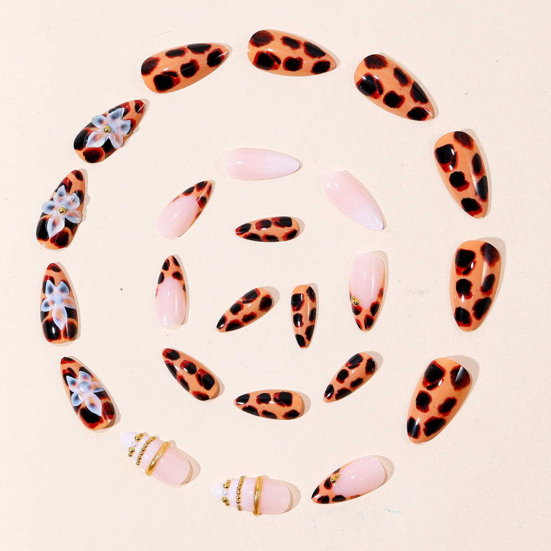 3D Floral Design Stiletto Nail Art Extensions Bowlift