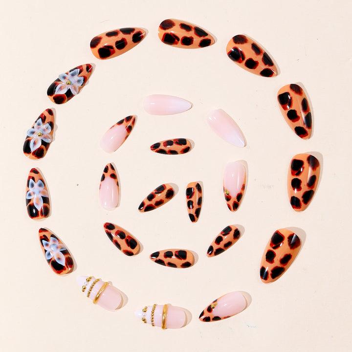 3D Floral Design Stiletto Nail Art Extensions Bowlift