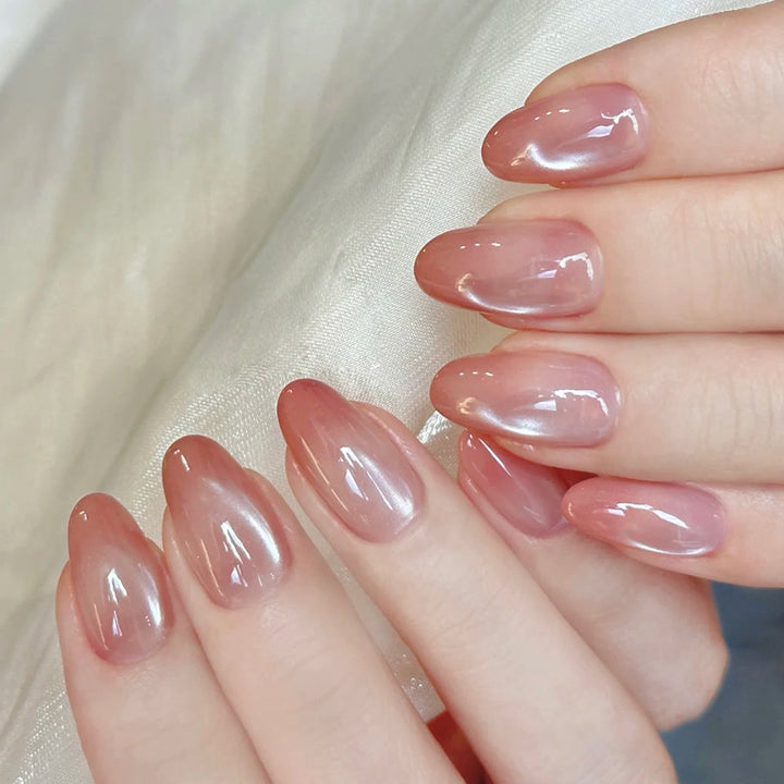 Elegant Glossy Coffin Press-On Nails Bowlift