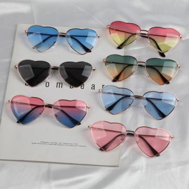 Ladies Heart-Shaped Sunglasses with UV Protection and Elegant Frame Bowlift