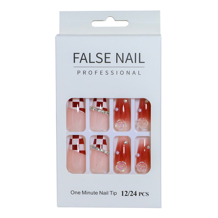 Decorative Press-On Nail Set with 3D Accents Bowlift