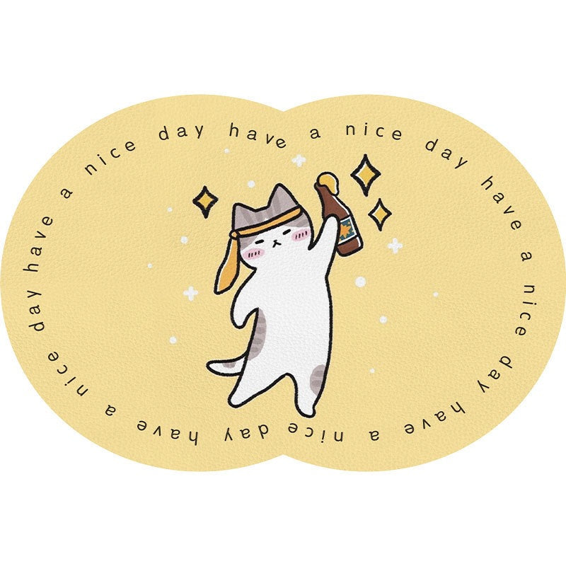 Unisex Cute Cartoon Pet-Themed Mat Bowlift