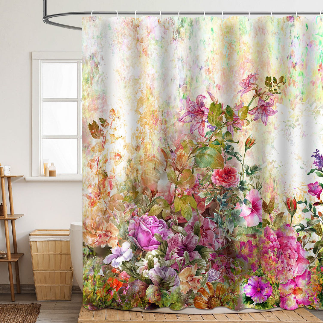 Floral Patterned Bathroom Shower Curtain Bowlift