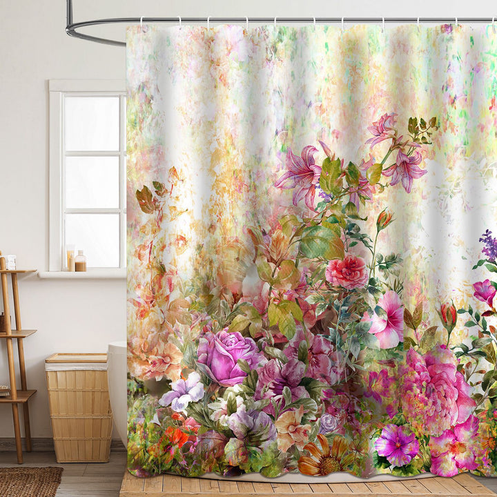 Floral Patterned Bathroom Shower Curtain Bowlift