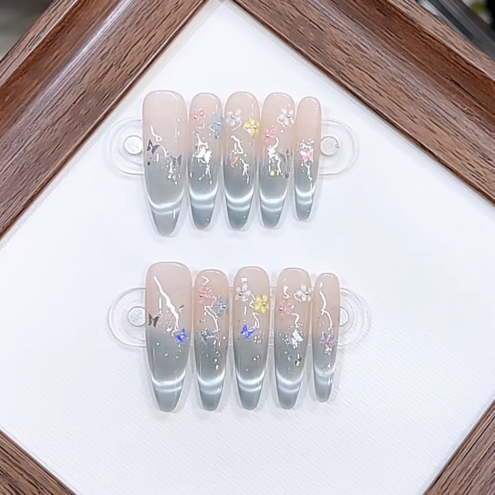 Artistic Floral Design Press-On Nail Set Bowlift