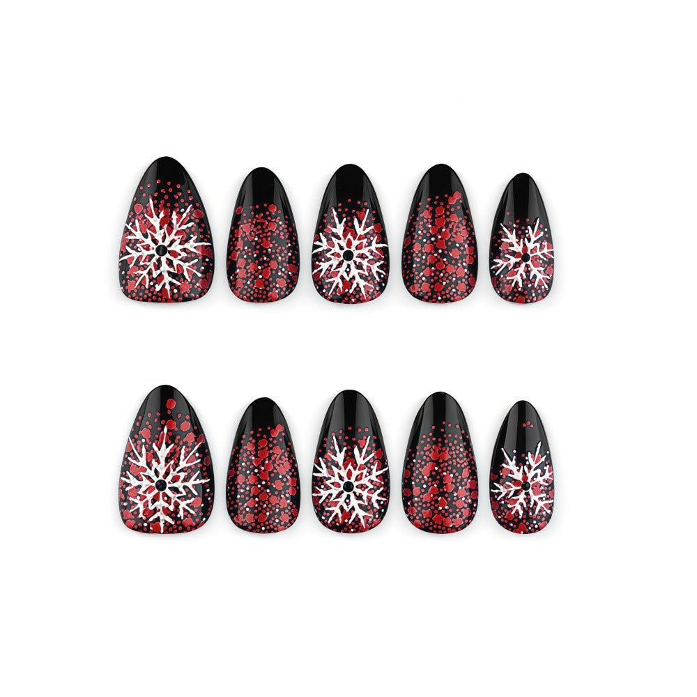 Artificial nails with snowflake design Bowlift