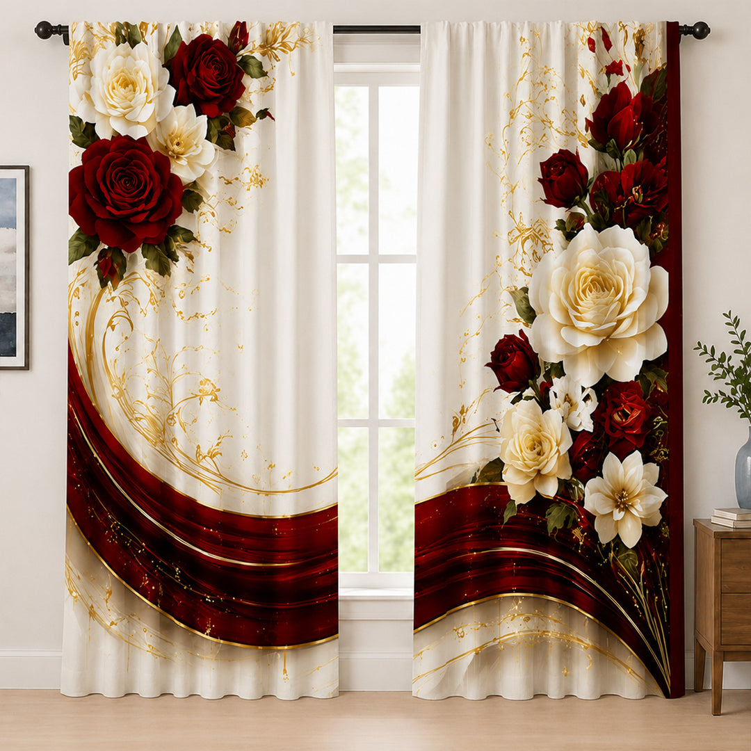 Floral Patterned Window Curtains